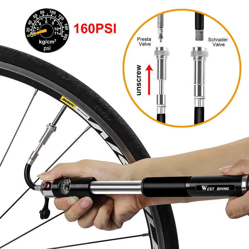 High Pressure Bicycle Pump with Pressure Gauge Beargoods