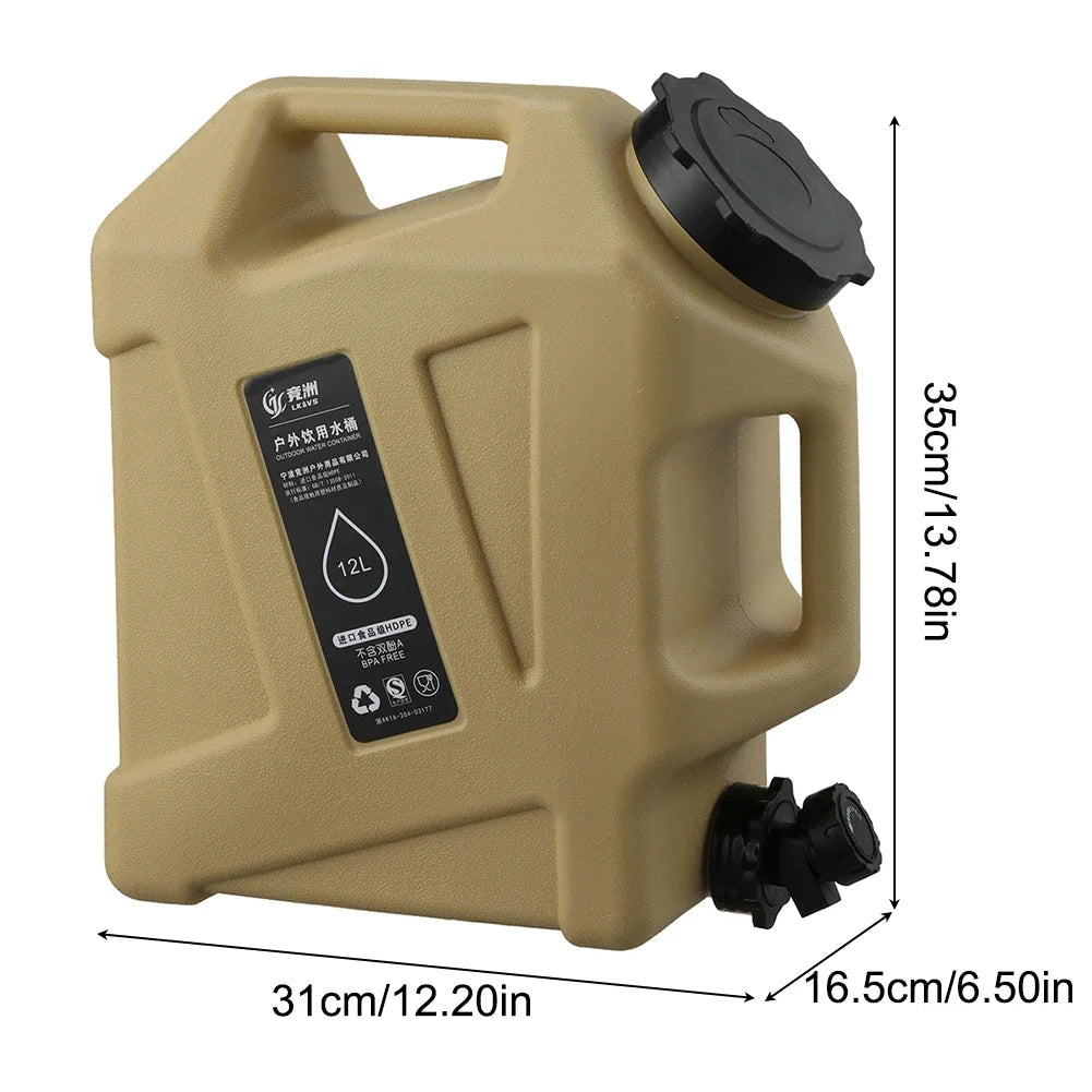 12L Camping Water Container Outdoor Water Bucket Large Capacity Portable Water Bag Detachable Faucet Picnic Drive Water Tank Beargoods