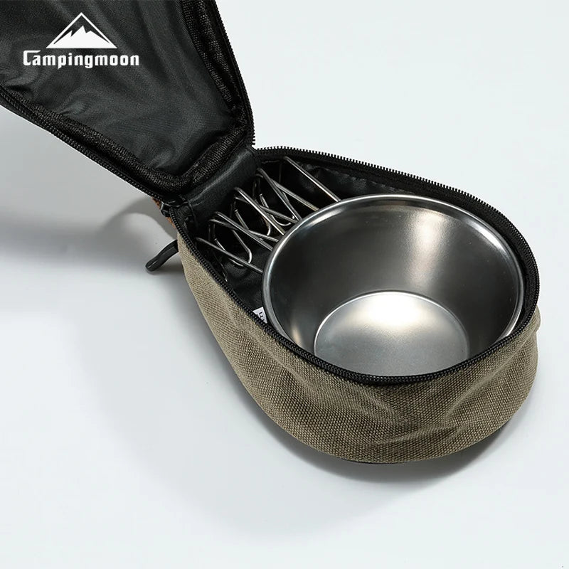 CAMPINGMOON S220-B Canvas Mini Bag 21x15x9cm Outdoor Camping Custom Pear Shape Lunch Food Delivery Food Grade PP Box Beargoods