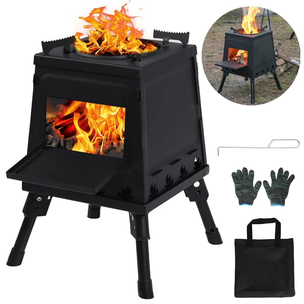 Wood Burning Stove Foldable Firewood Stove Picnic BBQ Grill Stove Heating Cooking for Outdoor Hiking Camping Beargoods