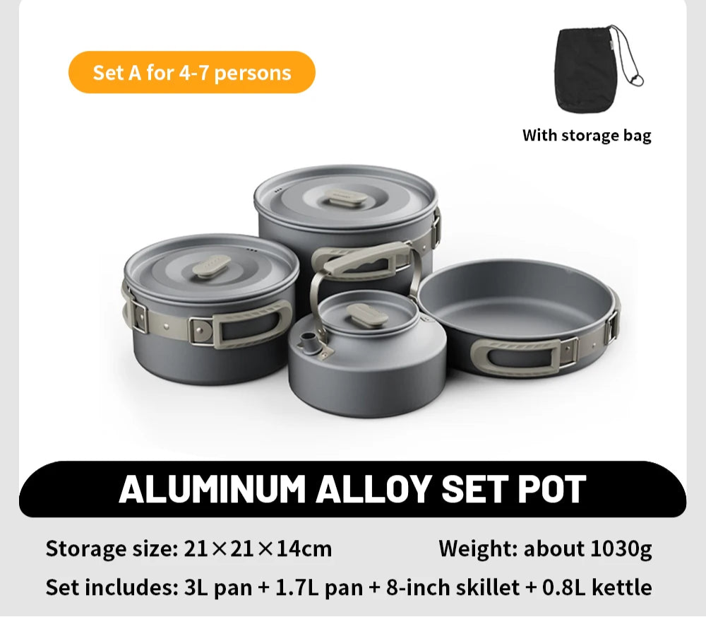 Camping Cookware Kit Frying Pan Portable Kettle Foldable Beargoods