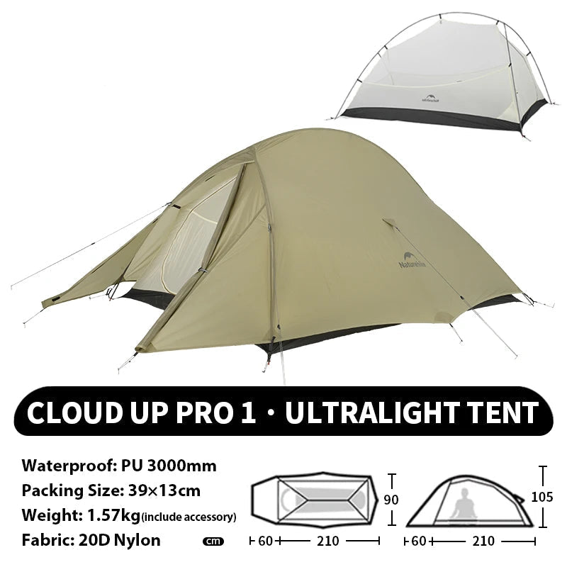 Naturehike Cloud Up 1 2 3 Person Camping Tent Ultralight Waterproof Trekking Tents Hiking Backpacking Shelter Tent Travel Tent Beargoods