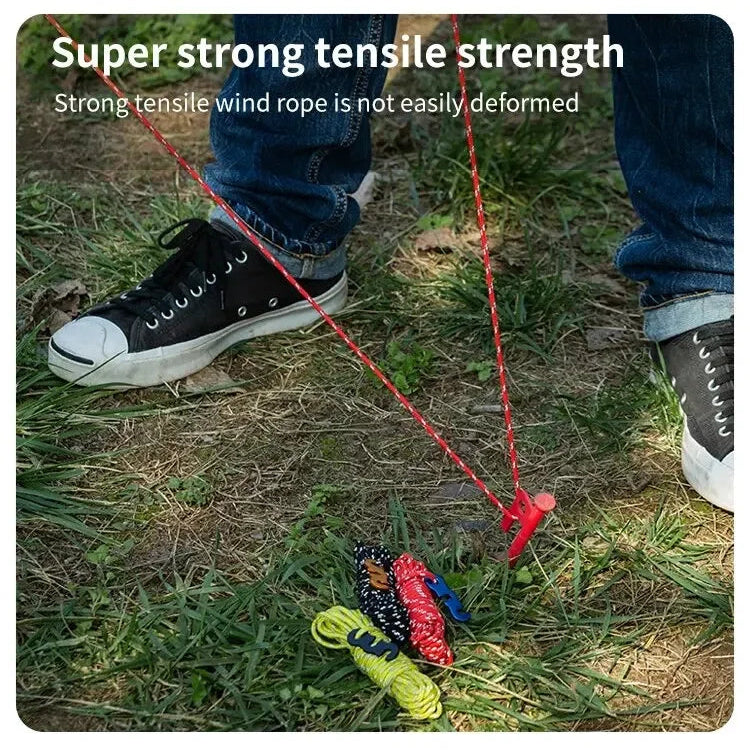 4Pcs Outdoor Guy Lines Tent Cords Reflective Camping Rope with Aluminum Guylines Adjuster Tensioner Pouch for Tent Tarp Canopy Beargoods