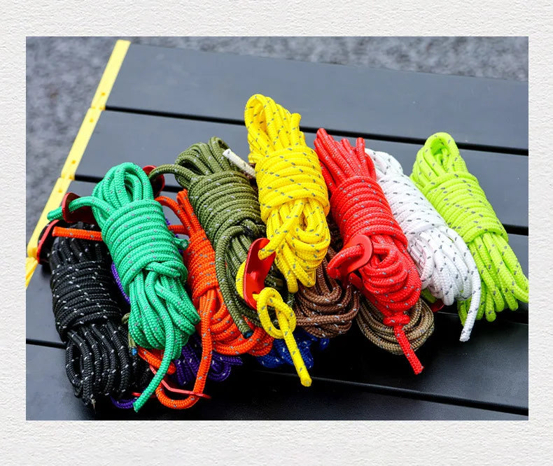 4M Durable Tent Rope Luminous High Reflective Tent Rope with Buckle Multi-Function Sturdy Tent Rope for Outdoor/Beach/Camping Beargoods