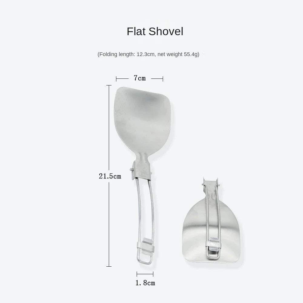 Folding Spatula Spoon Shovel Food Turner Portable 304 StainlessSteel Outdoor Camping BBQ Cooking Tableware Picnic Supplies Beargoods