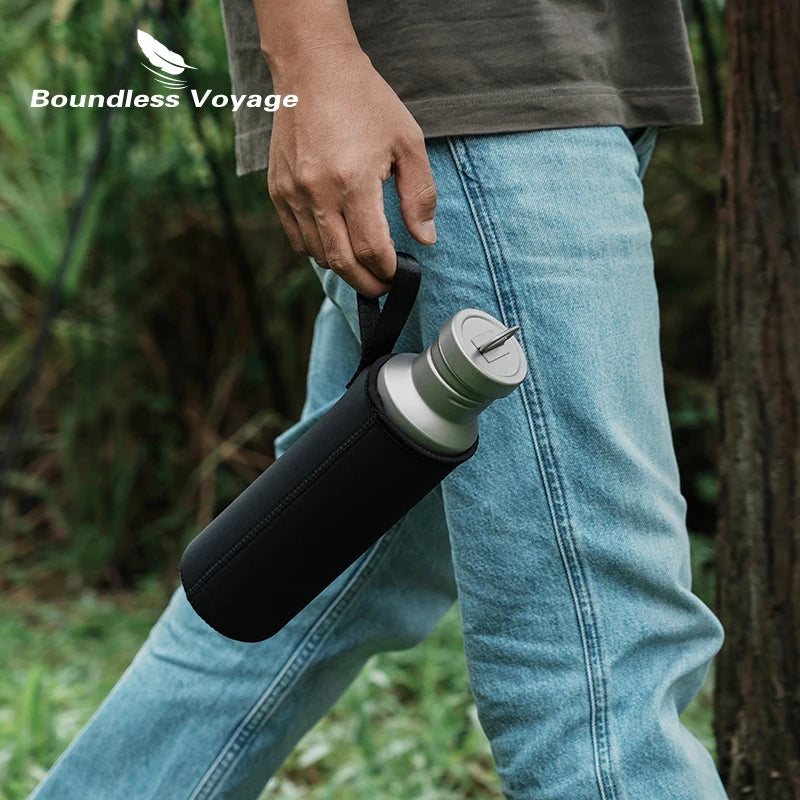 Wide Mouth Titanium Bottle with Lid Leak-Proof Single Layer 400/550/750ML Beargoods