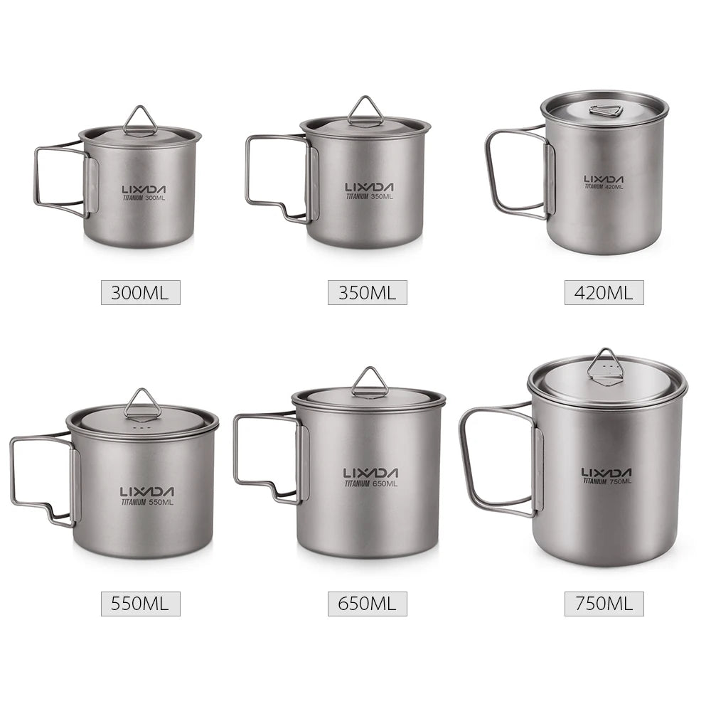 Titanium Mug with Lid Handle for Outdoor Camping Beargoods