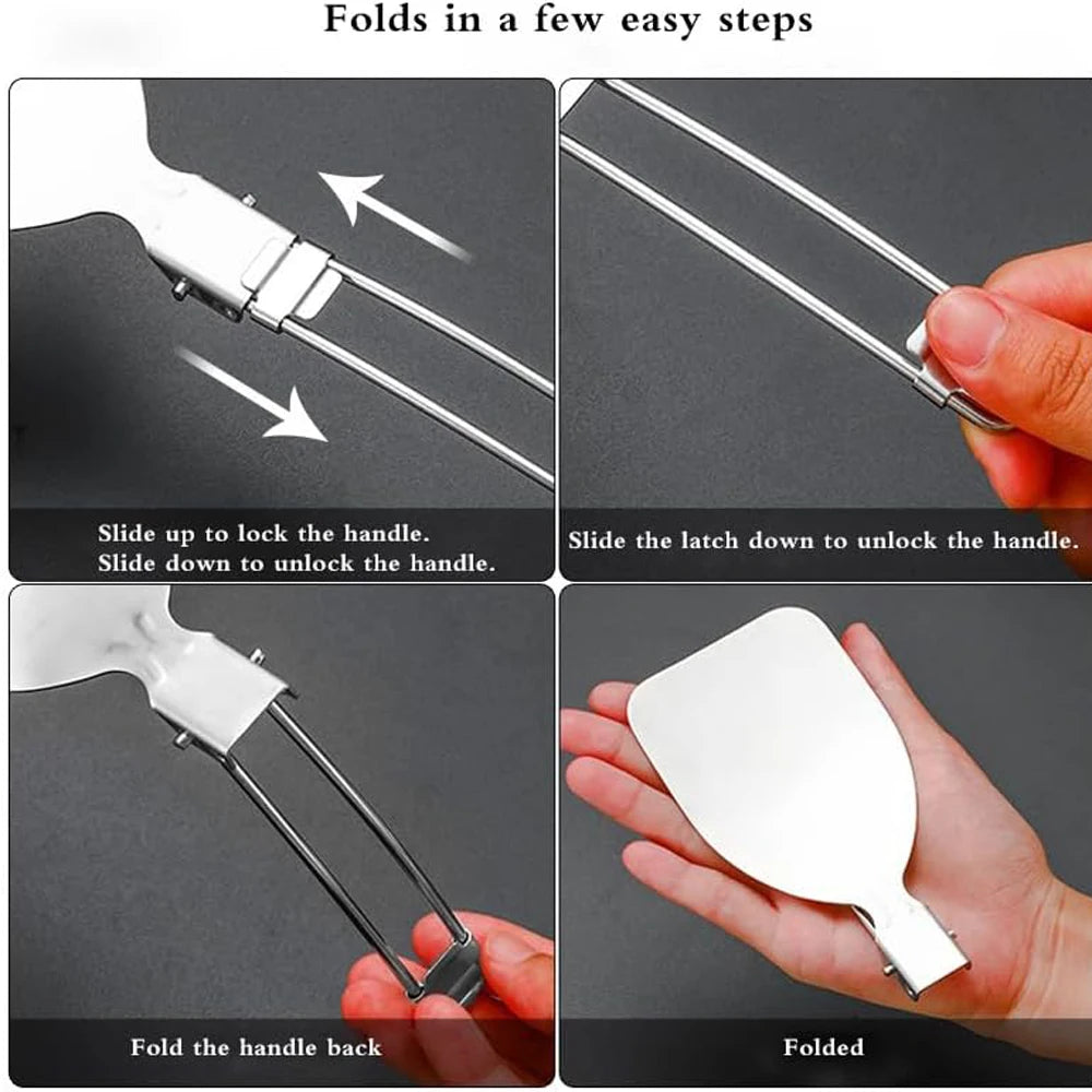 Folding Spatula Spoon Shovel Food Turner Portable 304 StainlessSteel Outdoor Camping BBQ Cooking Tableware Picnic Supplies Beargoods