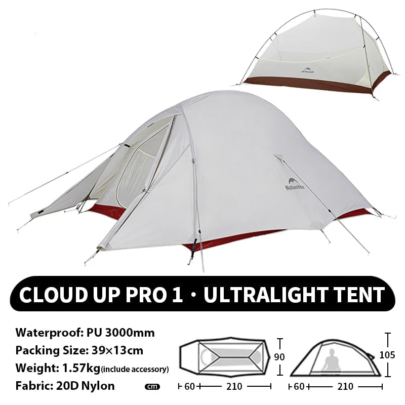 Naturehike Cloud Up 1 2 3 Person Camping Tent Ultralight Waterproof Trekking Tents Hiking Backpacking Shelter Tent Travel Tent Beargoods