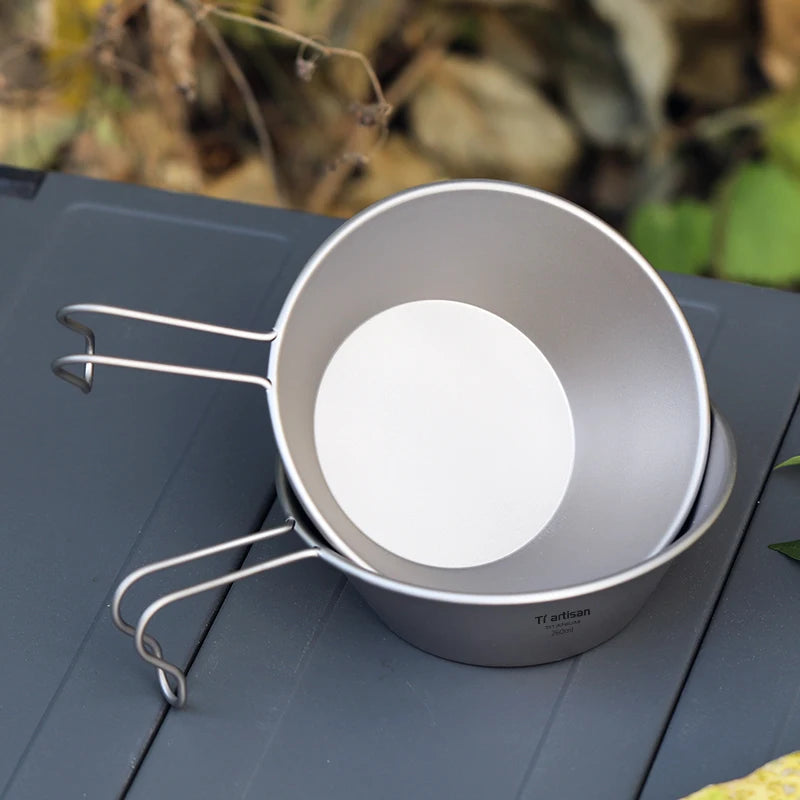 260ml Titanium Camping Sierra Bowl With Fixed Handle Beargoods