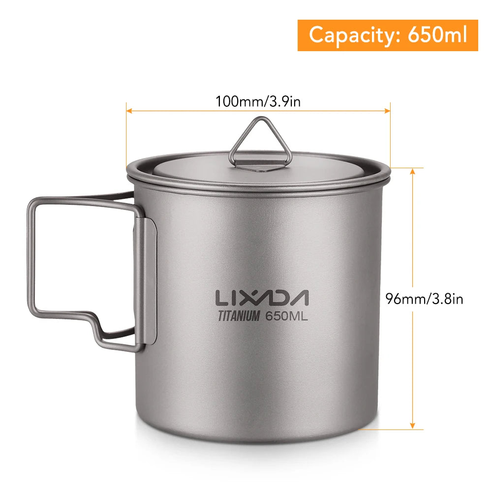 Titanium Mug with Lid Handle for Outdoor Camping Beargoods