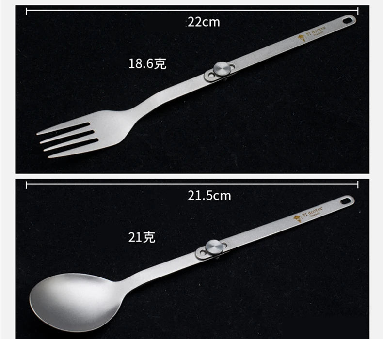 Pure Titanium Cutlery Spoon Fork Folding Outdoor Camping Home Portable Picnic Equipment Backpacking Travel Hiking Tableware Beargoods