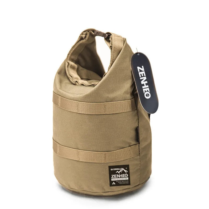 500D Nylon Round Bottom Roll Top Storage Bag Outdoor Camping Cookware Pot Carrier Picnic Lunch Box Organizer Hiking Gear Pouch Beargoods