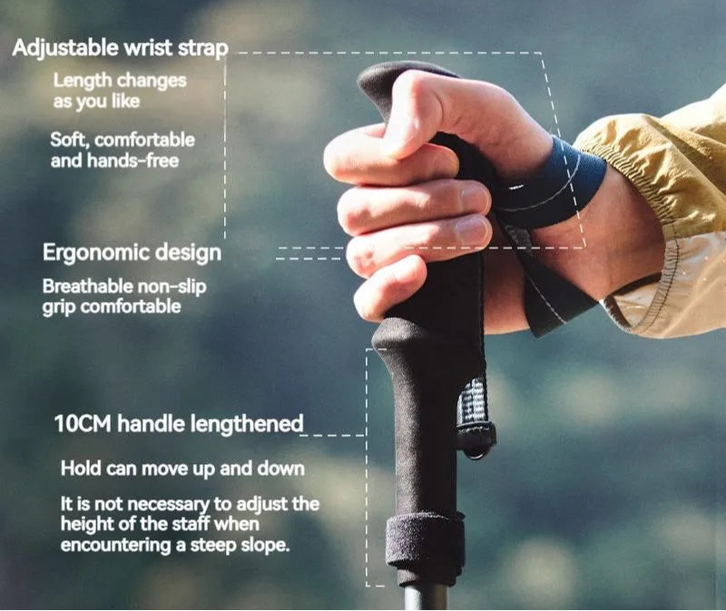 5-Section Carbon Fibre/Aluminium Alloy Folding Stick Beargoods