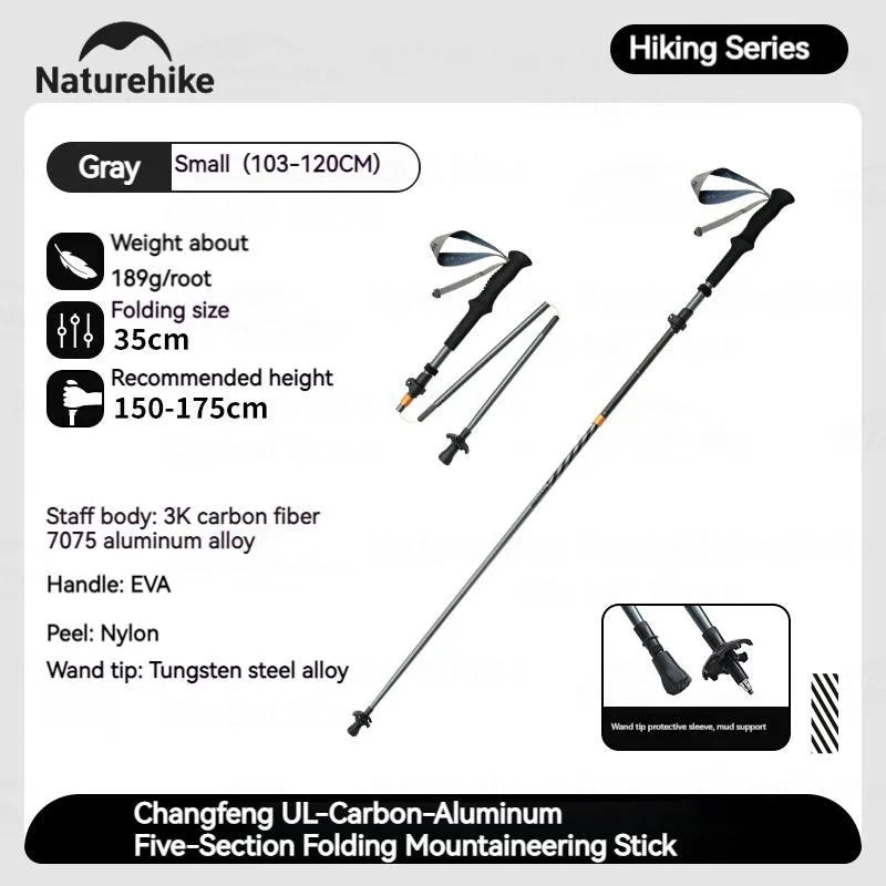 5-Section Carbon Fibre/Aluminium Alloy Folding Stick Beargoods