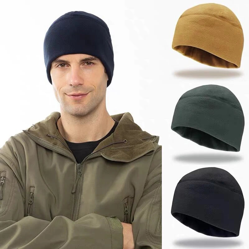 Men Beanie Marines Cycling Cap Hiking Winter Solid Color Soft Warm Hat Polar Fleece Thickened Military Army Windproof Outdoor Beargoods