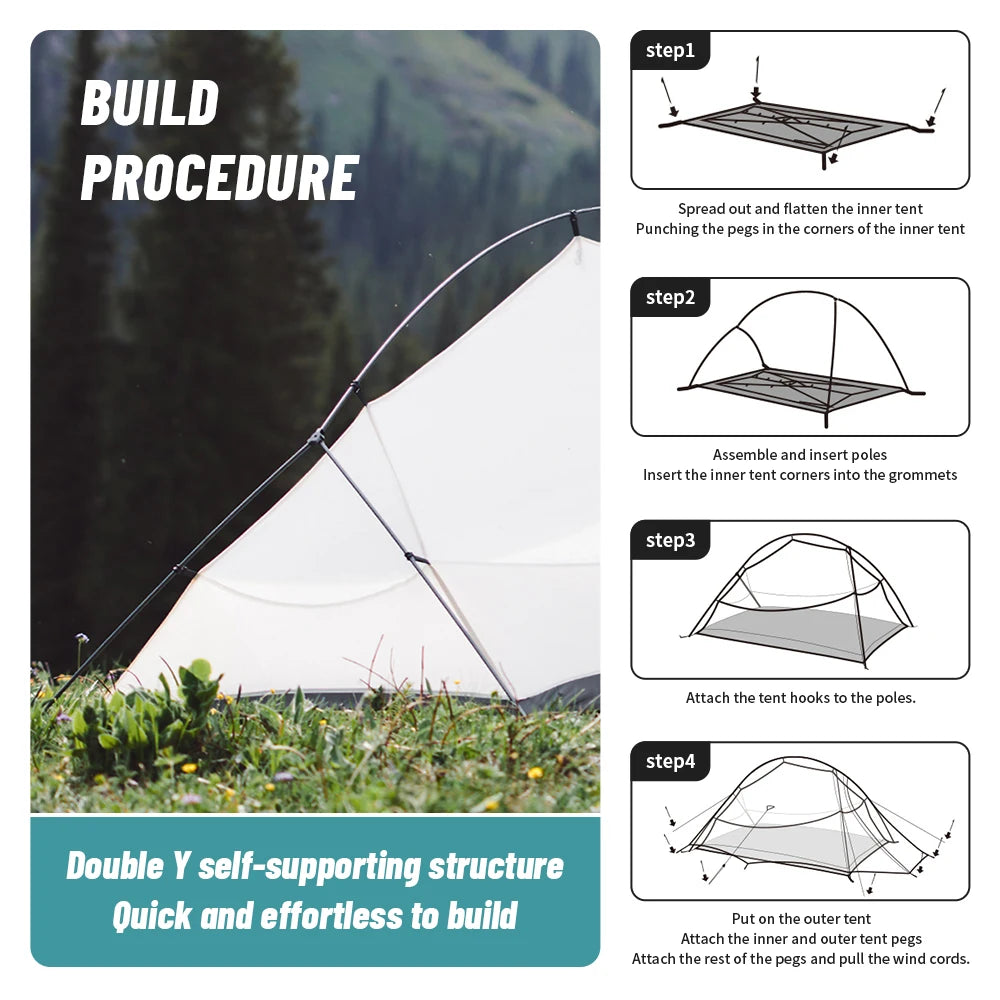 Cloud Up UL Camping Tent Ultralight 15D Quick Build Beargoods