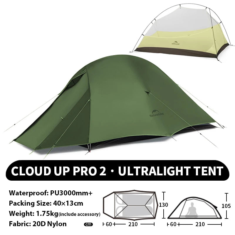Naturehike Cloud Up 1 2 3 Person Camping Tent Ultralight Waterproof Trekking Tents Hiking Backpacking Shelter Tent Travel Tent Beargoods