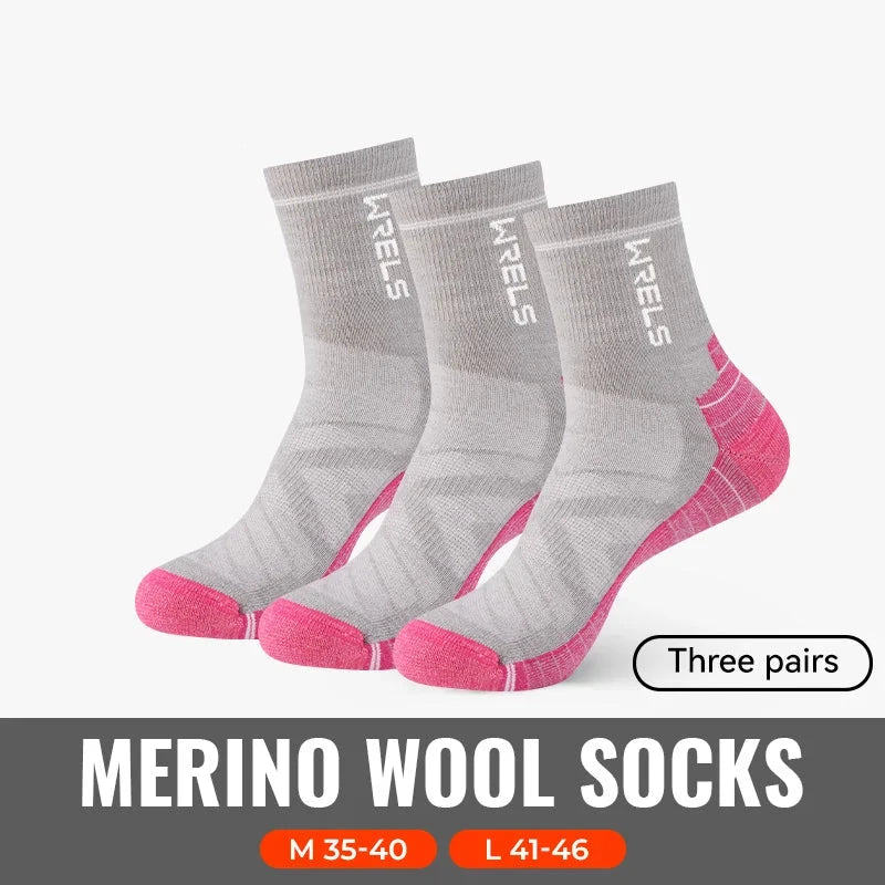 WRELS 1/2/3pairs Merino Wool Socks Thermal Warm Winter High Elastic Thick Hiking Socks Moisture Absorption Wool Sports Socks Beargoods