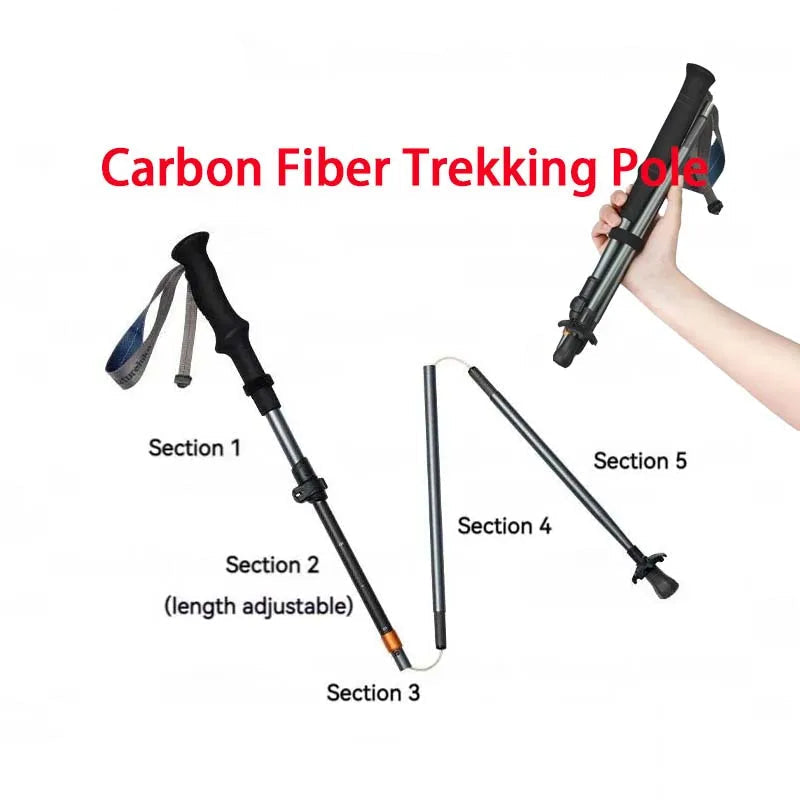 5-Section Carbon Fibre/Aluminium Alloy Folding Stick Beargoods