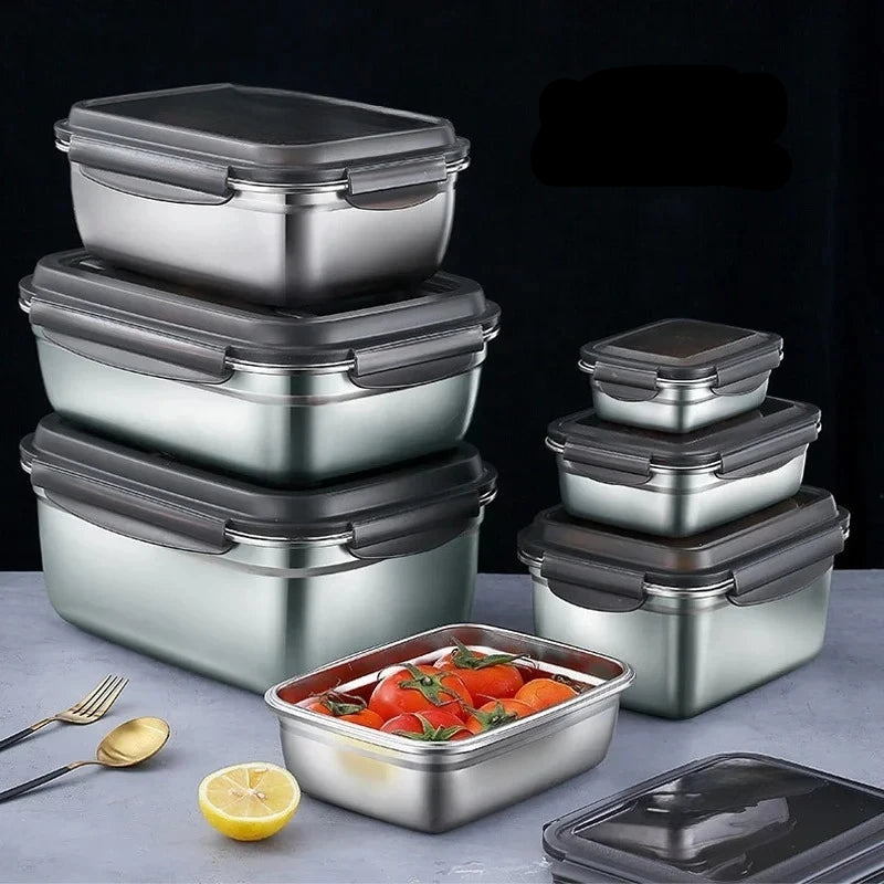 1x 304 Stainless Steel Lunch Bento Box Family Refrigerator Food Storage Containers Portable Outdoor Lunch Boxes Beargoods