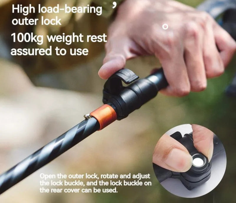 5-Section Carbon Fibre/Aluminium Alloy Folding Stick Beargoods