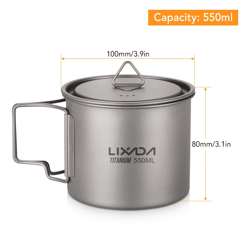 Titanium Mug with Lid Handle for Outdoor Camping Beargoods