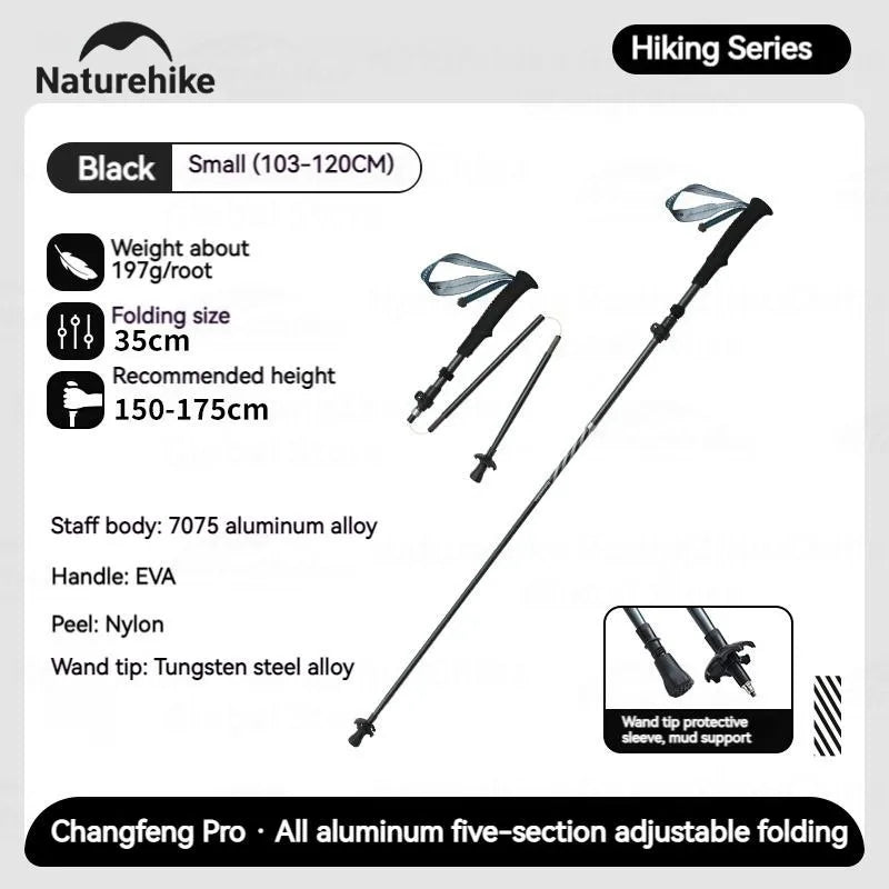 5-Section Carbon Fibre/Aluminium Alloy Folding Stick Beargoods