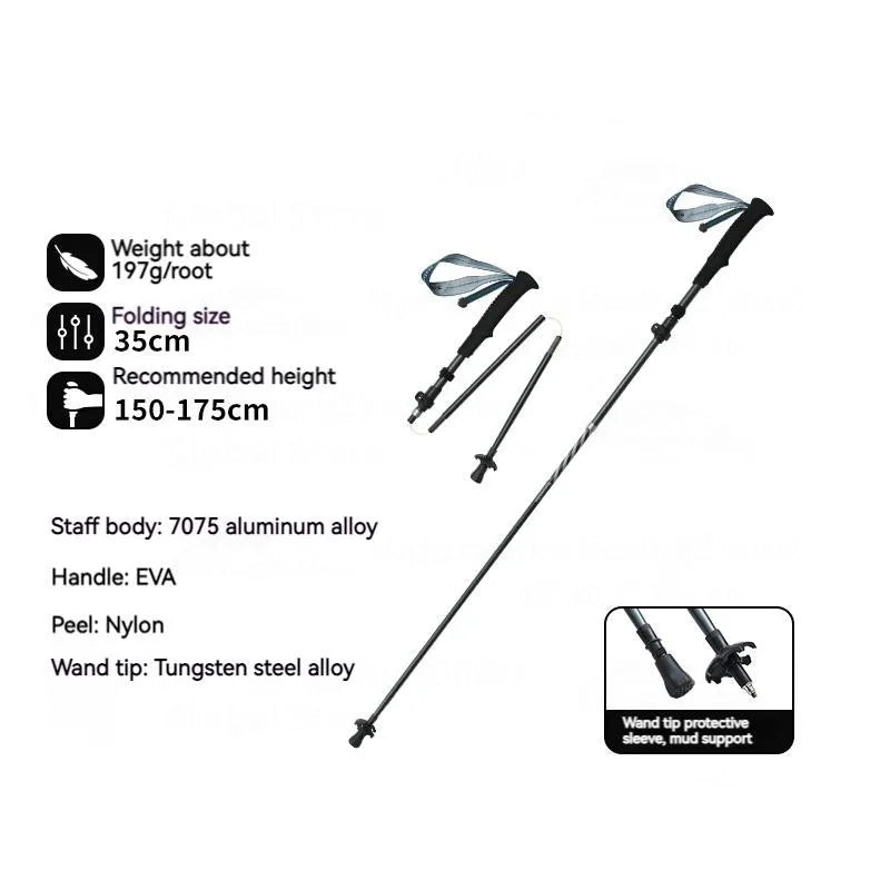 5-Section Carbon Fibre/Aluminium Alloy Folding Stick Beargoods