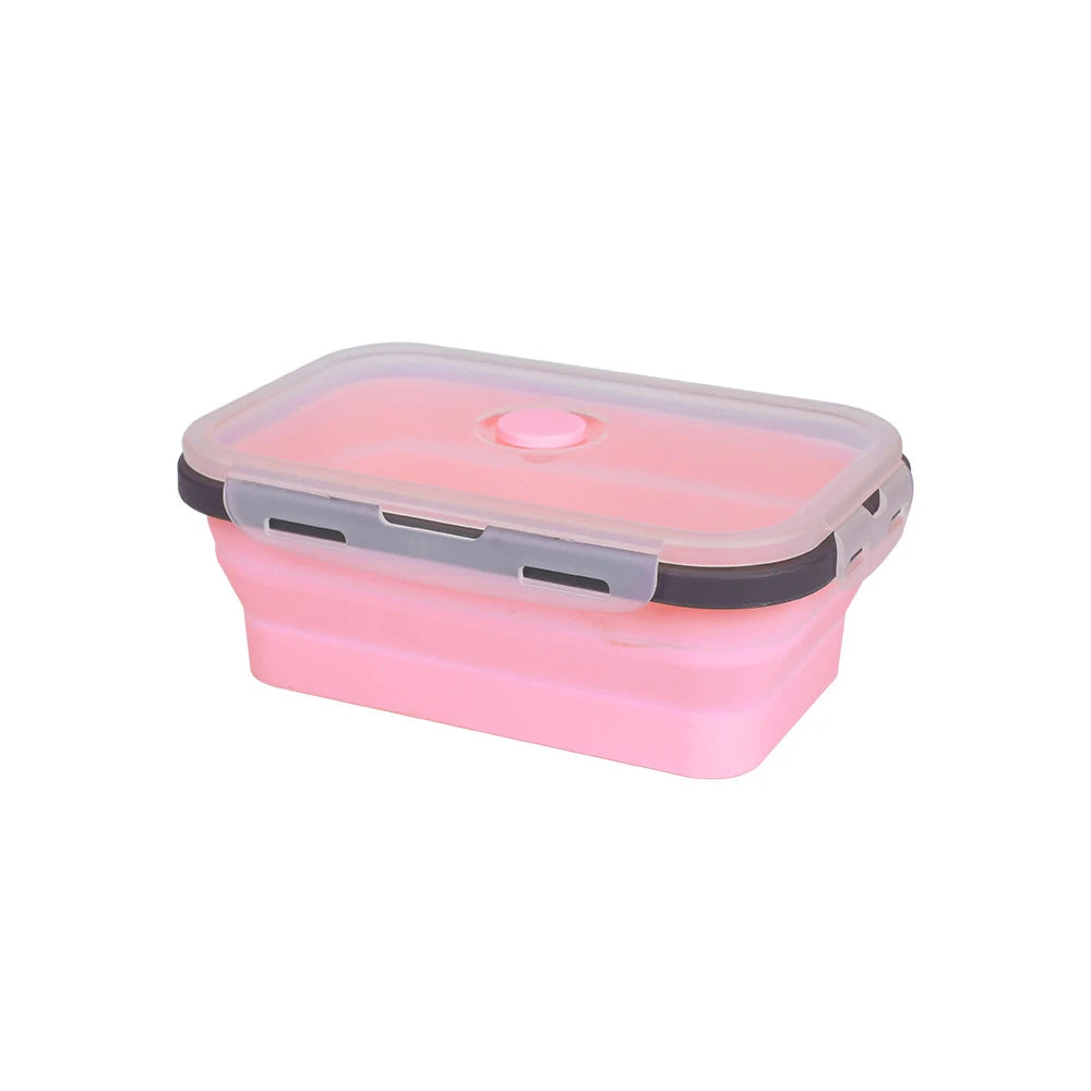 1 PCS Silicone Folding Lunch Box Food Grade Square Portable Microwave Oven Lunch Box Outdoor Travel Picnic Preservation Box Beargoods