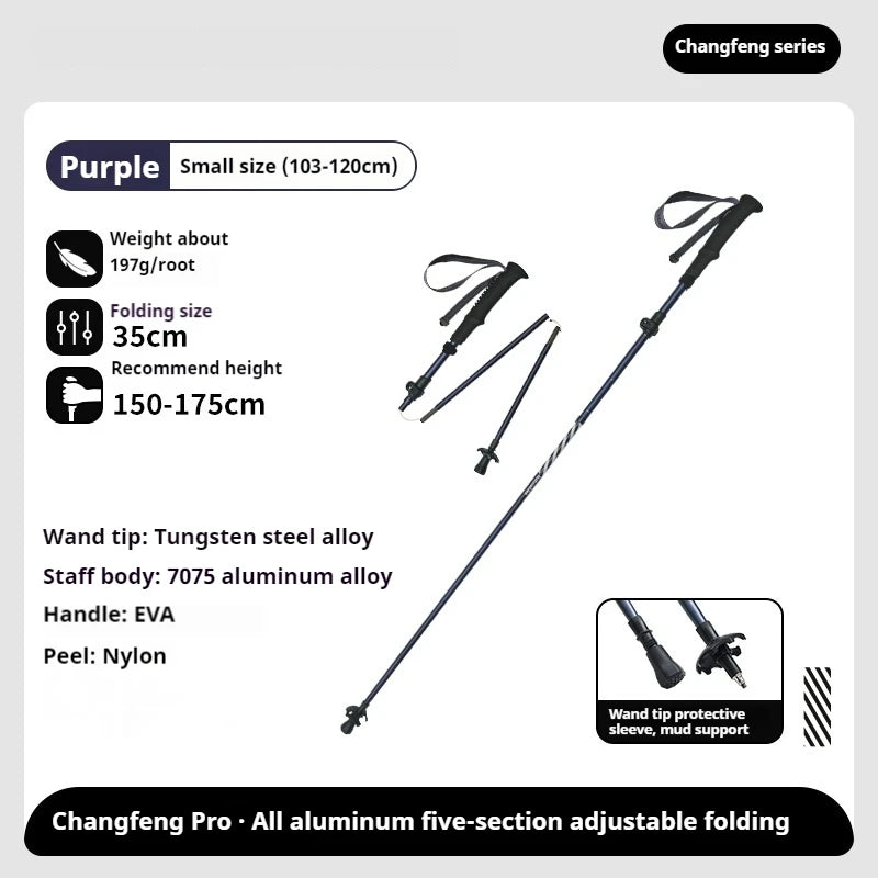 5-Section Carbon Fibre/Aluminium Alloy Folding Stick Beargoods