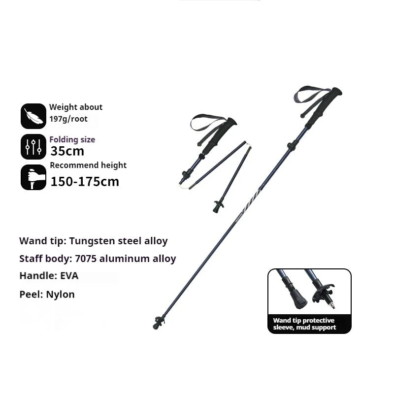 5-Section Carbon Fibre/Aluminium Alloy Folding Stick Beargoods