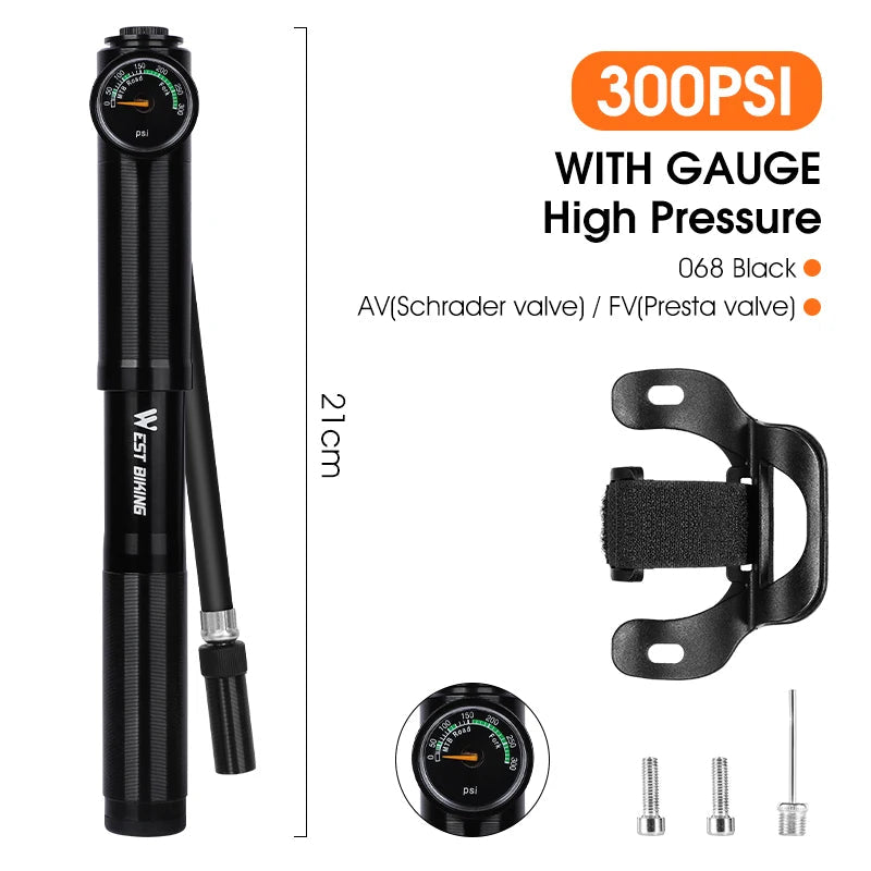 High Pressure Bicycle Pump with Pressure Gauge Beargoods