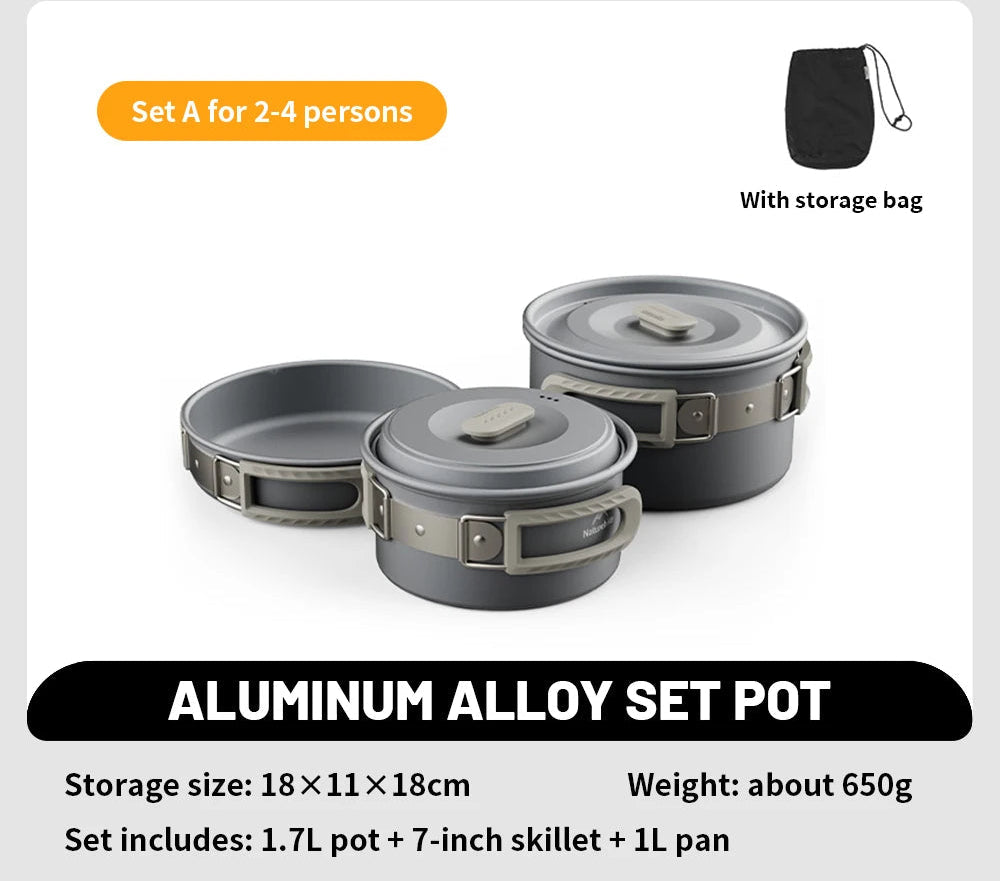 Camping Cookware Kit Frying Pan Portable Kettle Foldable Beargoods