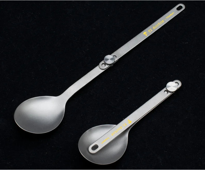 Pure Titanium Cutlery Spoon Fork Folding Outdoor Camping Home Portable Picnic Equipment Backpacking Travel Hiking Tableware Beargoods
