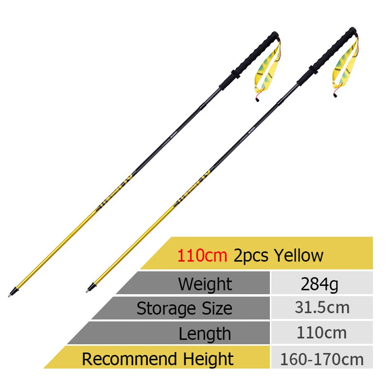 2pcs Ultralight Folding Carbon Fibre Hiking Pole Beargoods