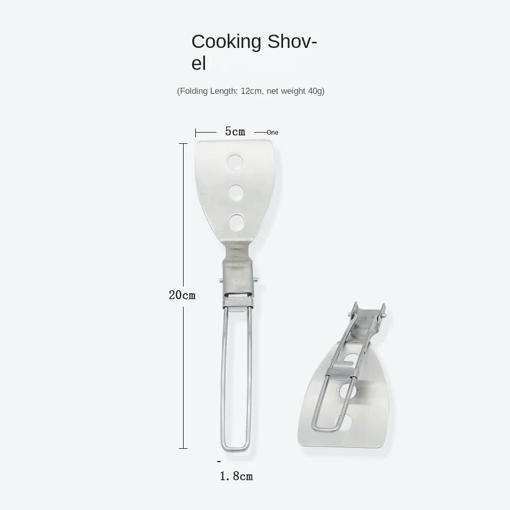 Folding Spatula Spoon Shovel Food Turner Portable 304 StainlessSteel Outdoor Camping BBQ Cooking Tableware Picnic Supplies Beargoods