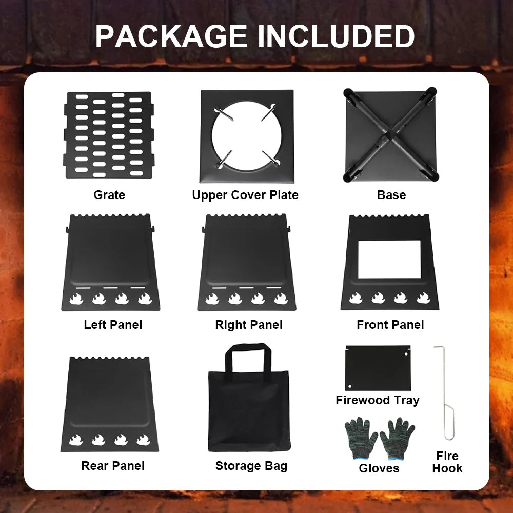 Wood Burning Stove Foldable Firewood Stove Picnic BBQ Grill Stove Heating Cooking for Outdoor Hiking Camping Beargoods