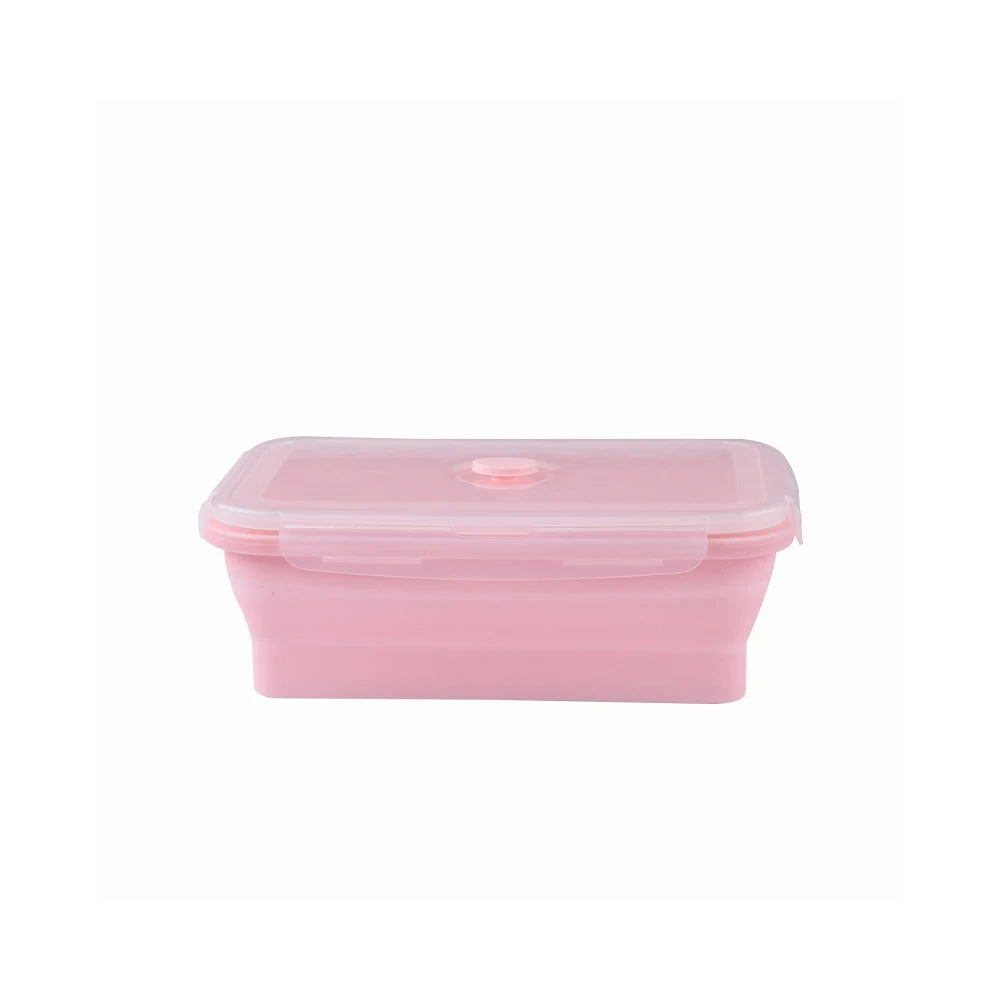 1 PCS Silicone Folding Lunch Box Food Grade Square Portable Microwave Oven Lunch Box Outdoor Travel Picnic Preservation Box Beargoods
