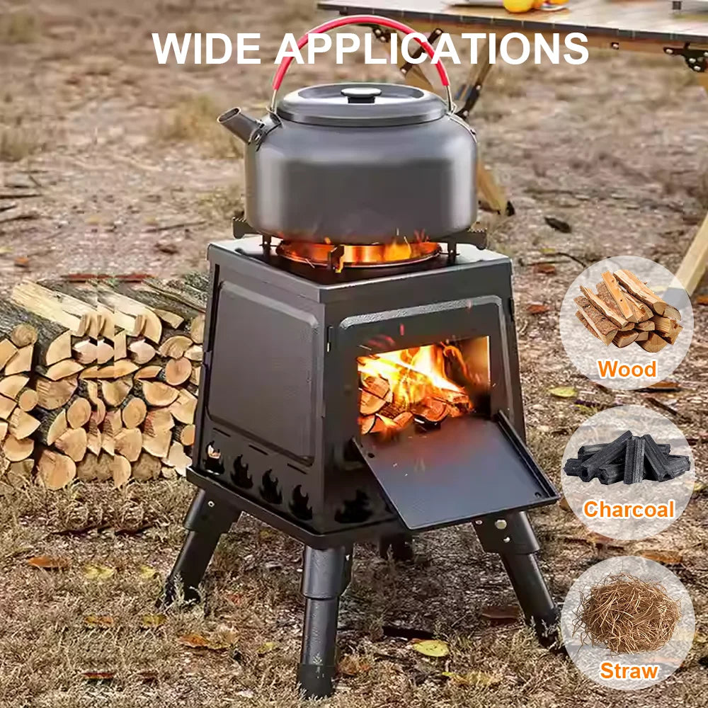 Wood Burning Stove Foldable Firewood Stove Picnic BBQ Grill Stove Heating Cooking for Outdoor Hiking Camping Beargoods