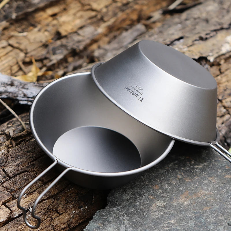 260ml Titanium Camping Sierra Bowl With Fixed Handle Beargoods