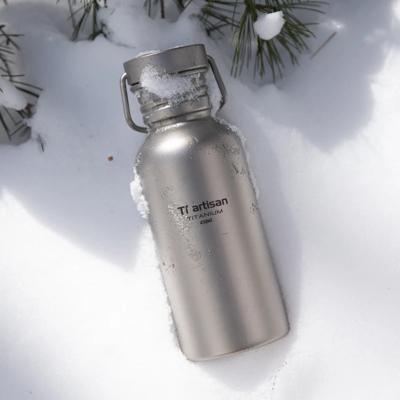 Tiartisan Pure Titanium Ultralight Sports Canteen with Storage Pouch Outdoor Camping Leak-Proof Portable Cycling Water Bottle Beargoods