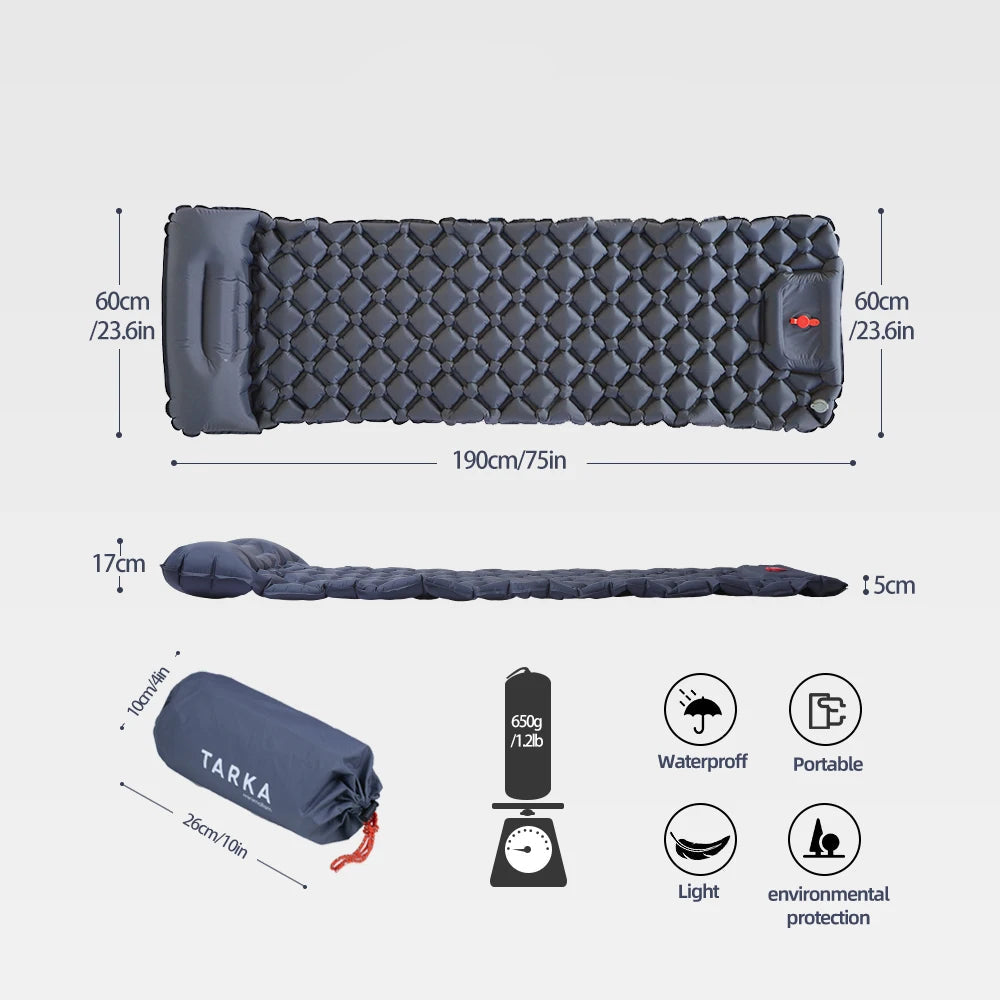 TARKA Inflatable Camping Mats Air Mattress With Pillow Outdoor Tourist Sleeping Pad Self-Inflating Mattress For Hiking Climbing Beargoods