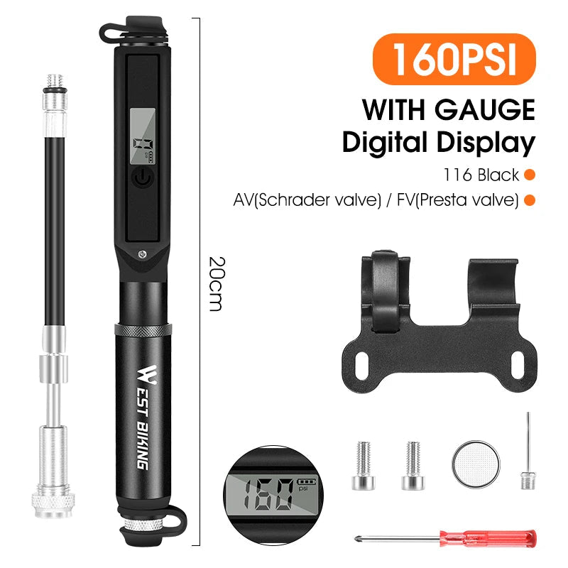 High Pressure Bicycle Pump with Pressure Gauge Beargoods