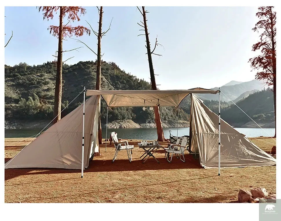 WESTTUNE 2PCS Camping Canopy Pole Aluminum Alloy Telescopic Tent Support Foldable Beach Shelter Awning Pole for Outdoor Beargoods