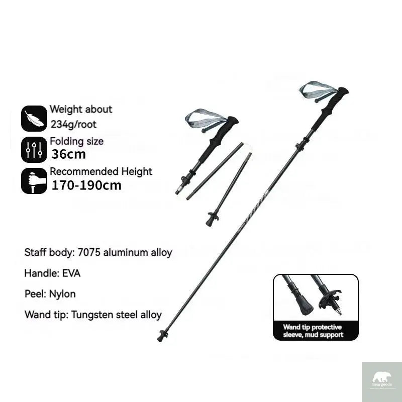 5-Section Carbon Fibre/Aluminium Alloy Folding Stick Beargoods