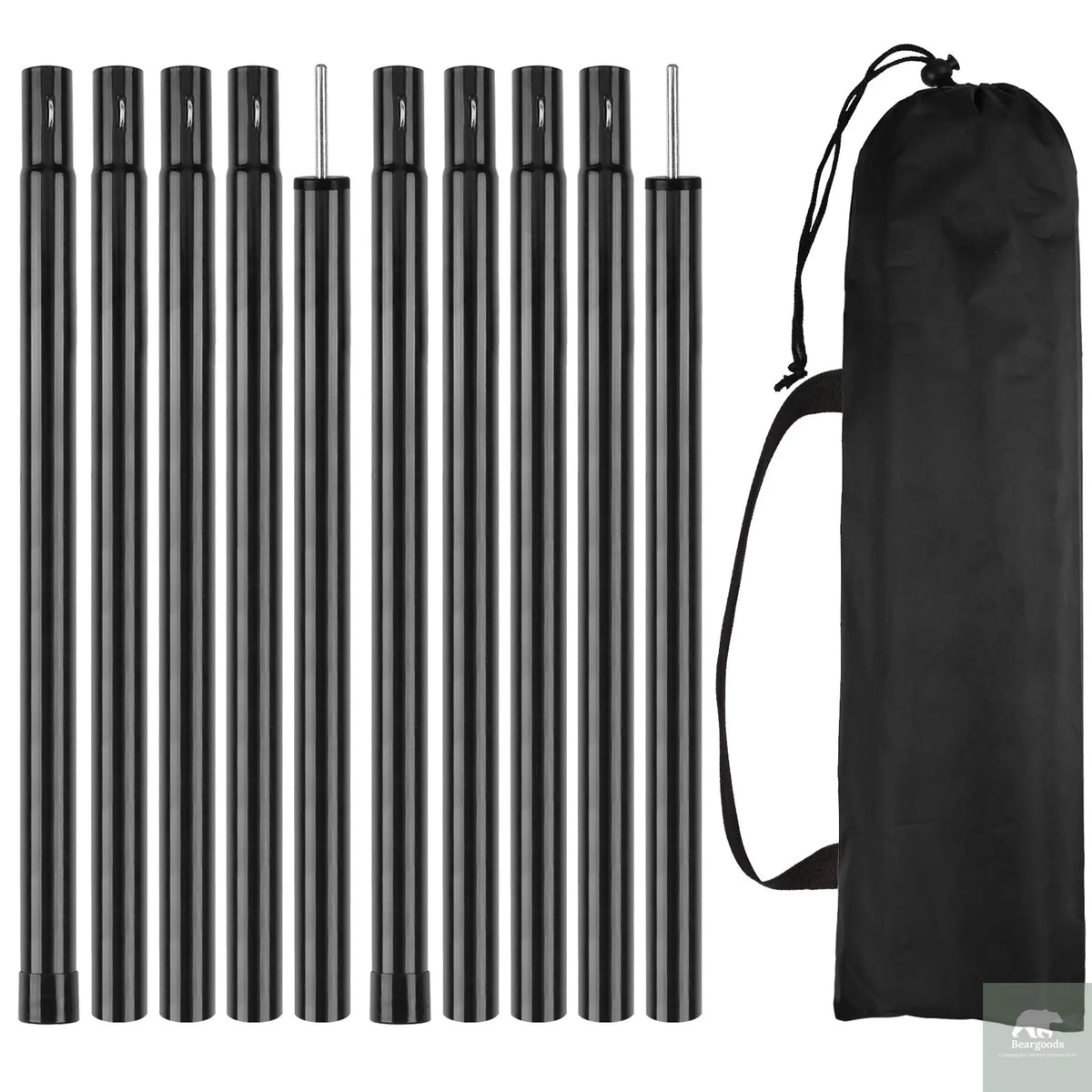 2m Telescopic Tent Poles Set of 2 Lightweight Adjustable Trekking Camping Collapsible Poles for Walking Canopy Hiking Beargoods