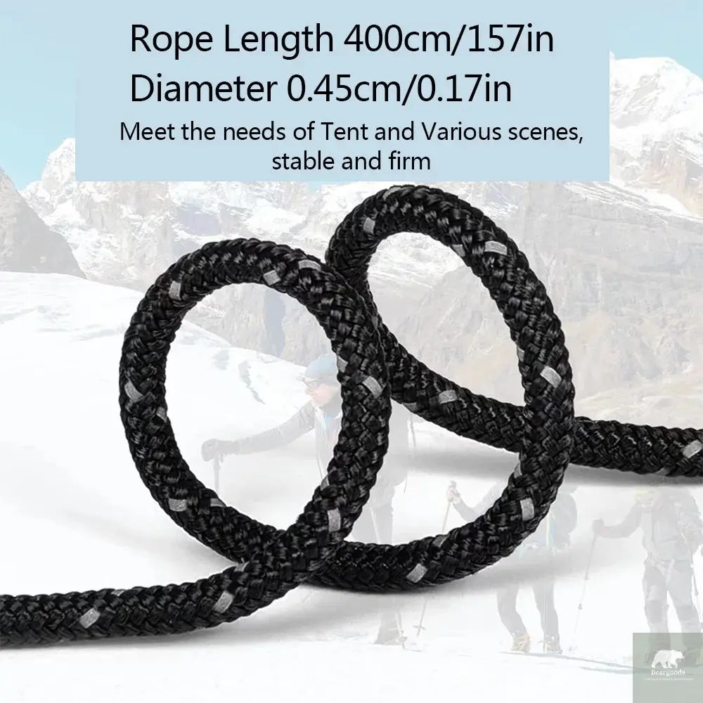 Camping Rope Reflective Outdoor Guy Lines with Aluminum Guyline Adjuster Tensioners Tent Tie Downs for Hiking Backpacking Tarp Beargoods