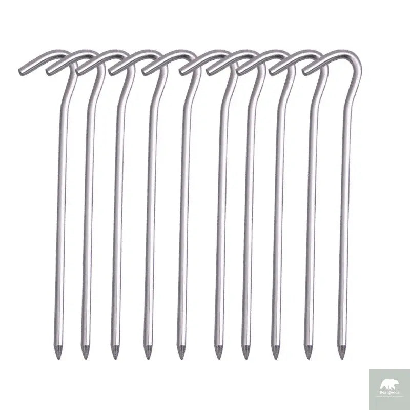 Aluminium Alloy Tent Pegs With Hooks 10pcs Beargoods