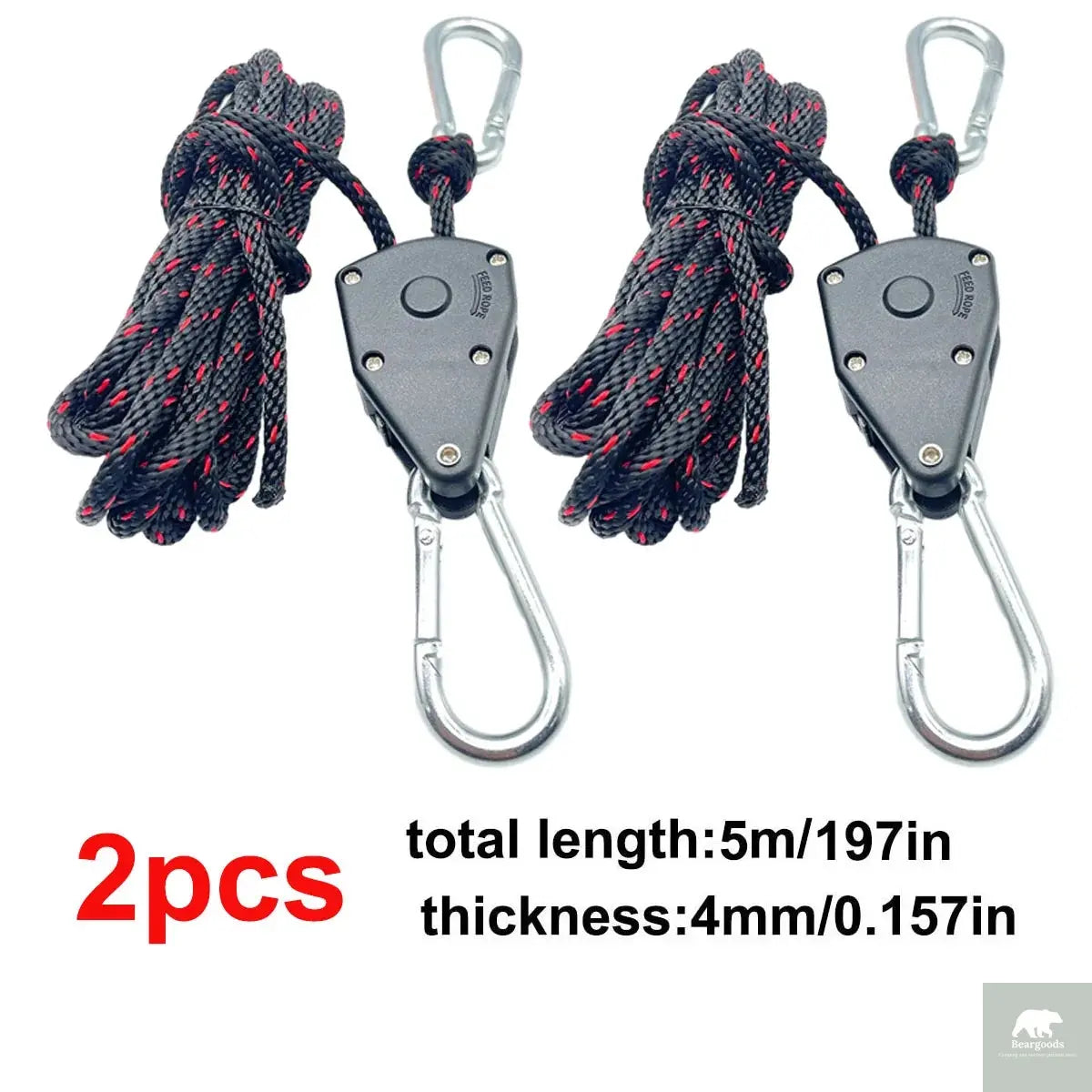 4mm Camping Tent Tie Down Rope Tightener Fastening Pulley Ratchet Hangers Awning Rope Hook Canopy Buckle Rope Tightening Tool Beargoods